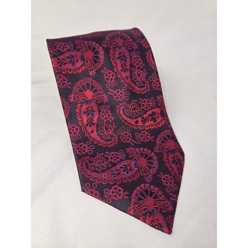 ALEXANDER JULIAN COLOURS Men's Silk Necktie Designer Paisley Multicolor Red EUC